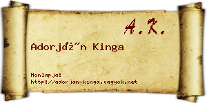 Adorján Kinga névjegykártya